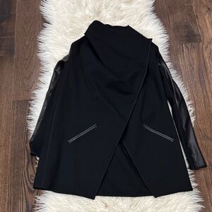 SPANX Drape Front Faux Leather Convertible Jacket